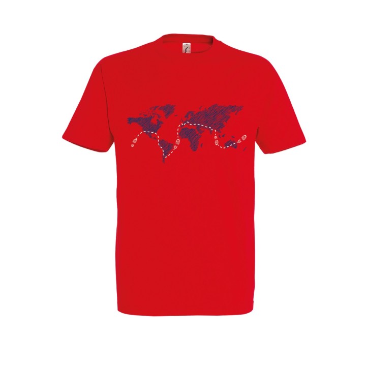 Camiseta de algodón “La Volta al Món a Peu” Roja